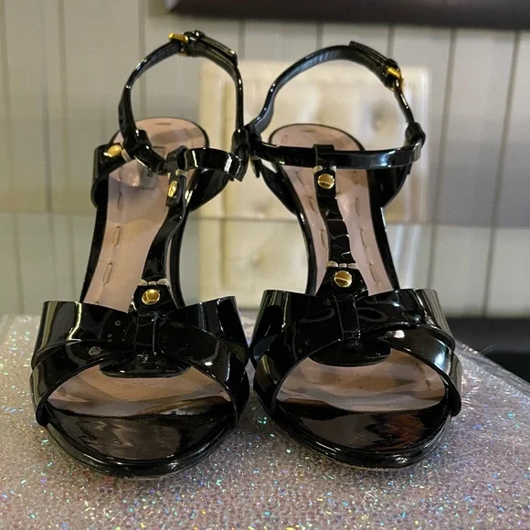 Miu miu black patent stiletto sandals size 37.5 - Picture 3 of 8